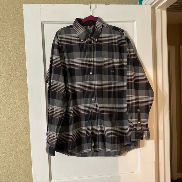 Cinch Other - Cinch Shirt Gray Maroon Plaid Button Down Western Long Sleeve size L